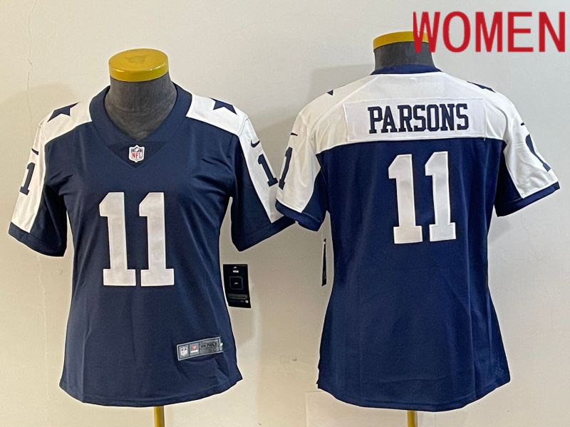Women Dallas Cowboys #11 Parsons Blue 2023 Nike Vapor Limited NFL Jersey style 3